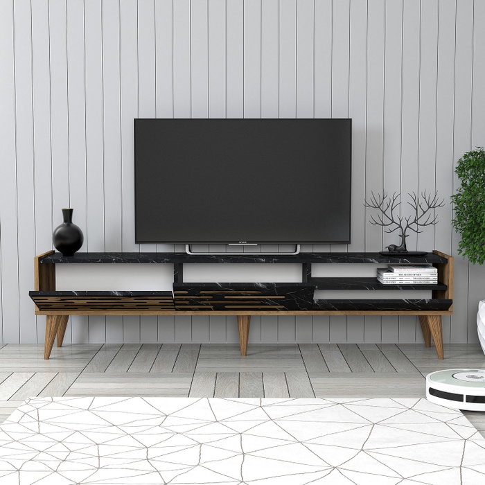 Hanah Home Valensiya Conjunto de Muebles de Salón Nogal, Negro y Mármol
